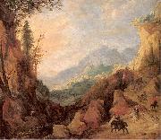 Momper II, Joos de Mountainous Landscape with a Bridge and Four Horsemen Spain oil painting artist